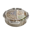 Grey And Silver Snap Button Elegant Compartment Serving Tray with Lid - Versatile Snack, Fruit & Candy Box