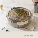 Grey And Beige Snap Button Elegant Compartment Serving Tray with Lid - Versatile Snack, Fruit & Candy Box