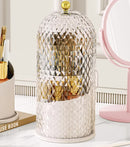 White Elegant 360 Rotating Makeup Brush Holder & Cosmetic Organizer with Dustproof Dome Lid(Makeup is a prop for shooting and is not included)