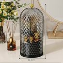 Black Elegant 360 Rotating Makeup Brush Holder & Cosmetic Organizer with Dustproof Dome Lid(Makeup is a prop for shooting and is not included)