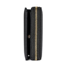 Black Compact RFID Genuine Leather Wallet for Women - Secure Zipper Card Holder & Coin Purse