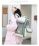 Grey Spacious Pet Carrier Backpack with Clear Window - Comfortable Travel Bag for Cats & Small Dogs