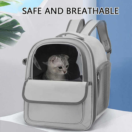 Beige And Pink Spacious Pet Carrier Backpack with Clear Window - Comfortable Travel Bag for Cats & Small Dogs