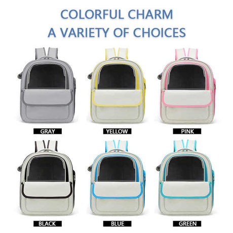 Beige And Yellow Spacious Pet Carrier Backpack with Clear Window - Comfortable Travel Bag for Cats & Small Dogs