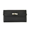 Black Elegant Women's Turn Lock Long Wallet - Black PU Leather Clutch Purse with Card Slots & Zipper Pocket