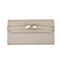Beige Elegant Women's Turn Lock Long Wallet - Black PU Leather Clutch Purse with Card Slots & Zipper Pocket