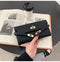 Pink Elegant Women's Turn Lock Long Wallet - Black PU Leather Clutch Purse with Card Slots & Zipper Pocket
