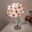 Beige Roses And Silver Base Romantic Red Rose Flower Table Lamp - Crystal Heart Accent Bedside Night Light