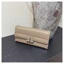 Beige Elegant Women's RFID Blocking Long Wallet - PU Leather Clutch Purse with Clasp