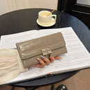 Beige Elegant Women's RFID Blocking Long Wallet - PU Leather Clutch Purse with Clasp