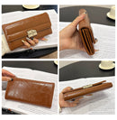 Beige Elegant Women's RFID Blocking Long Wallet - PU Leather Clutch Purse with Clasp