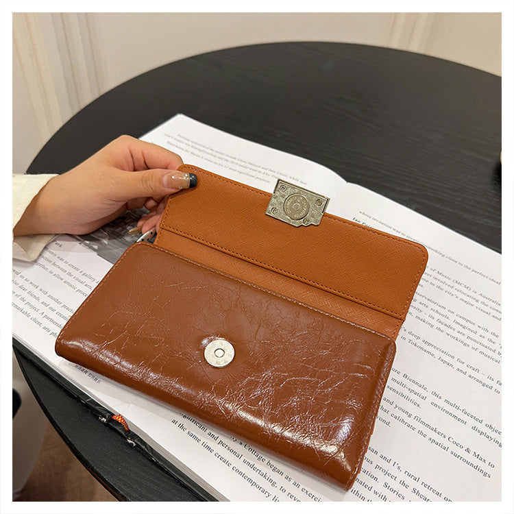 Beige Elegant Women's RFID Blocking Long Wallet - PU Leather Clutch Purse with Clasp