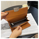 Beige Elegant Women's RFID Blocking Long Wallet - PU Leather Clutch Purse with Clasp