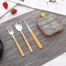 2 Sets Blue And Grey Portable Stainless Steel Cutlery Set -  Reusable Utensils (2 Fork, 2 Spoon, 2 pairs of Chopsticks) with Compact Travel Case