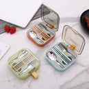 2 Sets Green Portable Stainless Steel Cutlery Set -  Reusable Utensils (2 Fork, 2 Spoon, 2 pairs of Chopsticks) with Compact Travel Case