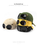 Beige Stylish Aviator Goggle Baseball Cap - Unisex Outdoor Cotton Sun Hat