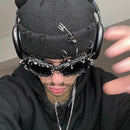 Black Edgy Punk Rock Spiked Sunglasses - Statement Goth Studded Eyewear