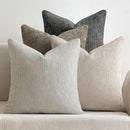Beige Plush Chenille Cushion Covers Set of 2 - Soft Textured Decorative Throw Pillow Cases for Sofa Couch, 45x45cm