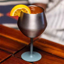 2 Pcs Black Detachable Stainless Steel Wine Glass - 14oz (420ml) Portable Stemmed Goblet for Outdoors & Travel