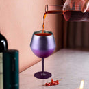 2 Pcs Purple Detachable Stainless Steel Wine Glass - 14oz (420ml) Portable Stemmed Goblet for Outdoors & Travel