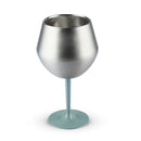 2 Pcs Green and Silver Detachable Stainless Steel Wine Glass - 14oz (420ml) Portable Stemmed Goblet for Outdoors & Travel