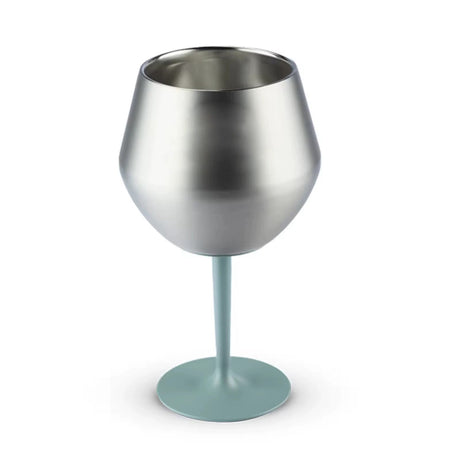 2 Pcs Green and Silver Detachable Stainless Steel Wine Glass - 14oz (420ml) Portable Stemmed Goblet for Outdoors & Travel
