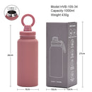 Beige 1L Stainless Steel Water Bottle with Magnetic Phone Holder Lid - Portable Hydration & Hands-Free Stand