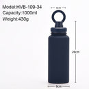 Black 1L Stainless Steel Water Bottle with Magnetic Phone Holder Lid - Portable Hydration & Hands-Free Stand
