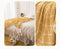 Yellow and Beige Diamond Pattern Soft Cozy Knit Throw Blanket with Tassels - Geometric Pattern Lightweight Acrylic Blanket for Sofa Couch Bed, 130x150cm