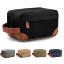 Black And Brown Men's Canvas Toiletry Bag - Large Capacity Water-Resistant Travel Organizer Dopp Kit with Handle