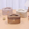 Brown Stylish PU Leather Makeup Bag - Large Capacity Double Layer Waterproof Travel Cosmetic Organizer Case for Women