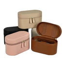 Pink Elegant PU Leather Makeup & Toiletry Bag - Large Capacity Travel Cosmetic Organizer with Brush Holder