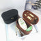 Pink Elegant PU Leather Makeup & Toiletry Bag - Large Capacity Travel Cosmetic Organizer with Brush Holder