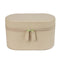 Beige Elegant PU Leather Makeup & Toiletry Bag - Large Capacity Travel Cosmetic Organizer with Brush Holder