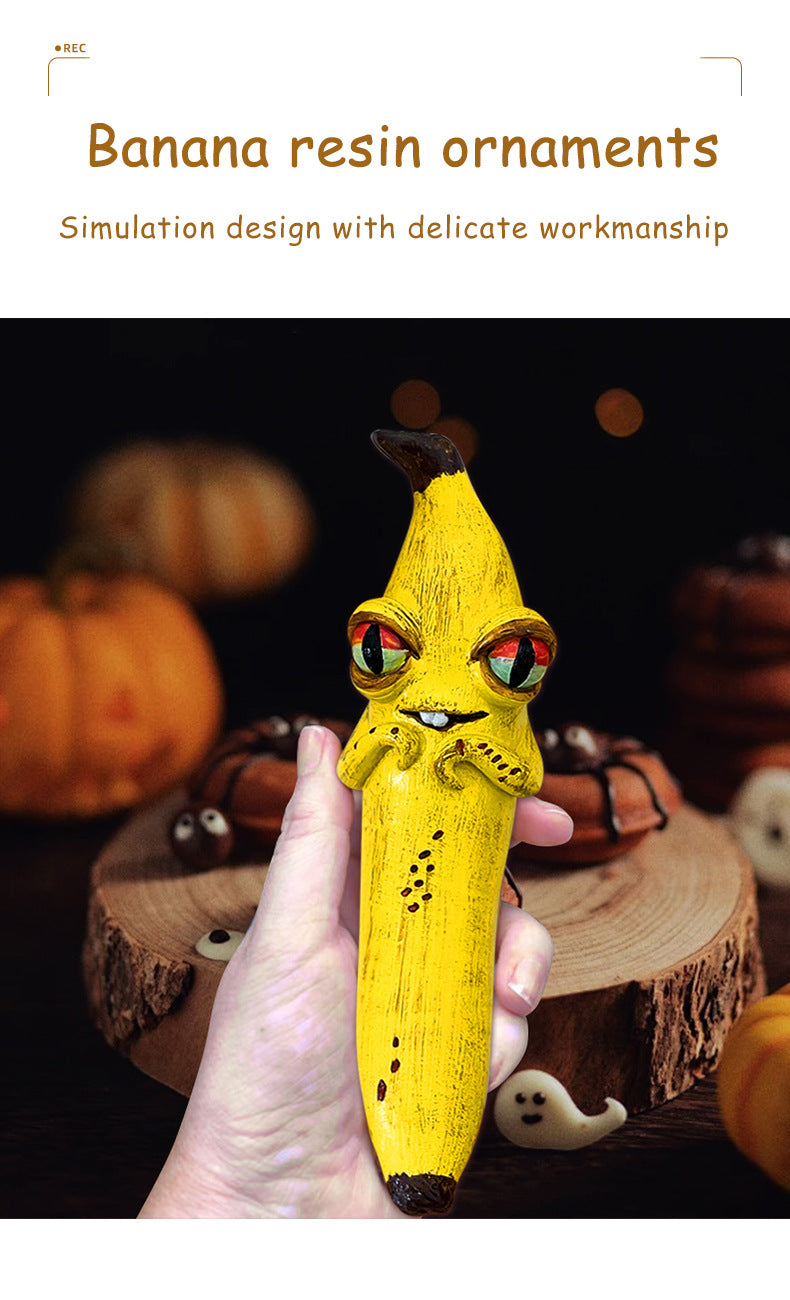 3 Pcs Style 1 Yellow Whimsical Magic Banana Monster Figurine - Quirky Resin Art Decor for Home & Party