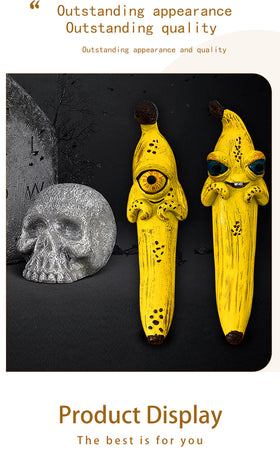 3 Pcs Style 2 Yellow Whimsical Magic Banana Monster Figurine - Quirky Resin Art Decor for Home & Party