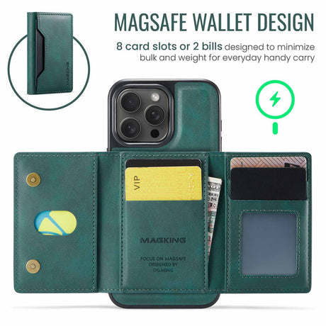 Brown Premium MagSafe Wallet Case for iPhone 16 Pro Max - Detachable PU Leather Magnetic Card Holder