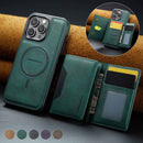 Green Premium MagSafe Wallet Case for iPhone 16 Pro Max - Detachable PU Leather Magnetic Card Holder