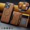 Brown Premium MagSafe Wallet Case for iPhone 16 Pro - Detachable PU Leather Magnetic Card Holder