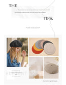 Beige Elegant Wool Beret - Classic Warm Thick British Style Hat for Autumn & Winter