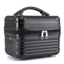 Black Durable Hard Shell Makeup Travel Case - Large Capacity Portable Cosmetic Organizer Box with Handle
