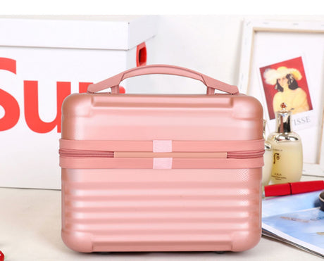 Black Durable Hard Shell Makeup Travel Case - Large Capacity Portable Cosmetic Organizer Box with Handle