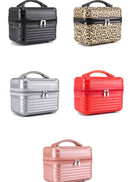 Black Durable Hard Shell Makeup Travel Case - Large Capacity Portable Cosmetic Organizer Box with Handle