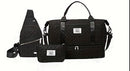 Black Chic 3-Piece Quilted Travel Bag Set - Duffel, Crossbody Sling & Toiletry Pouch - Large Capacity & Lightweight