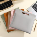 Beige Professional A4 PU Leather Document Bag - Waterproof Handheld File Folder Portfolio for Business & Conference