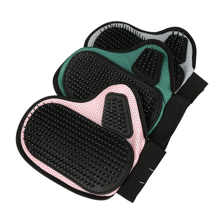 2 Pcs Pink And Black Pet Grooming Glove - Gentle Deshedding & Massage Mitt for Dogs & Cats, Efficient Fur Remover