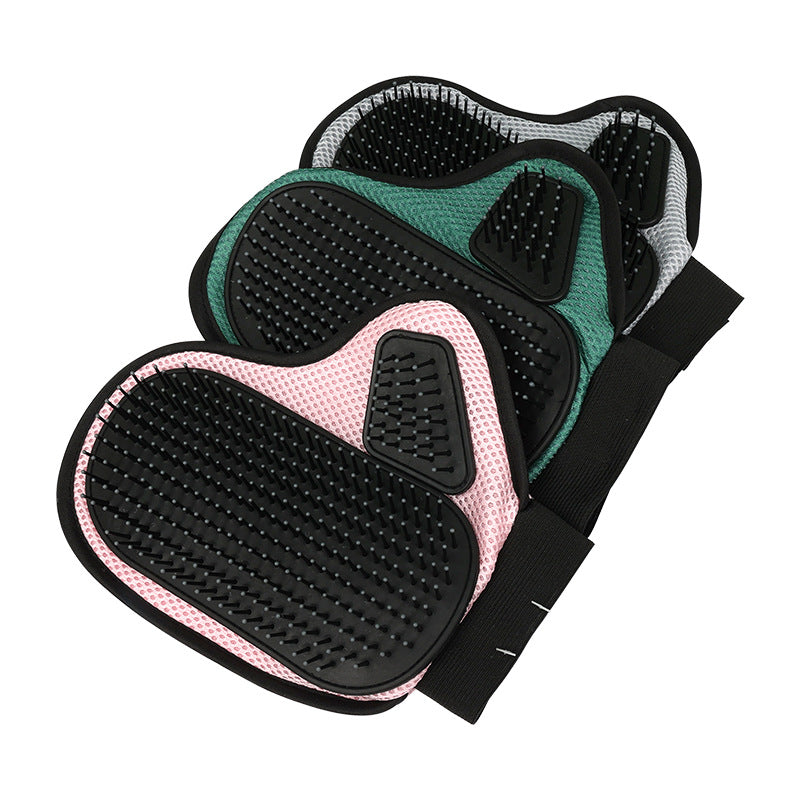 2 Pcs Pink And Black Pet Grooming Glove - Gentle Deshedding & Massage Mitt for Dogs & Cats, Efficient Fur Remover