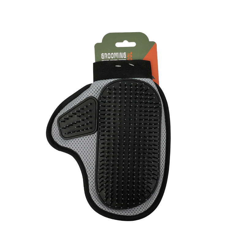 2 Pcs Grey And Black Pet Grooming Glove - Gentle Deshedding & Massage Mitt for Dogs & Cats, Efficient Fur Remover