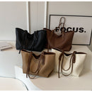 Beige and Brown Chic Woven PU Leather Tote Bag - Large Capacity Casual Shoulder & Handbag for Women