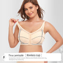 2 Pcs Size 5XL Women's Wireless Large-Cup Lace Bra with Front Clasp - Comfortable, Breathable, Beige